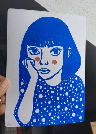 Linogravure A5 fille japonaise, état: Très bon état, 14,00 €, 15,40 € Protection acheteurs (Pro) incluse