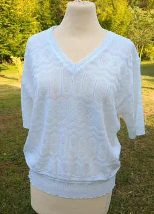 💎Pull Haut femme blanc tricot crochet coton t L 40 vintage chic élégant, brand: Vintage, condition: Very good, size: L / 40 / 12, €5.00, €5.95 includes Buyer Protection