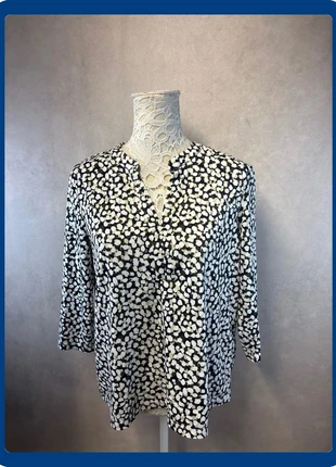 Blouse fluide crème à imprimé kaki et bleu marine – Hortefield – Taille M – Lot MI17, marca: Cortefiel, estado: Muito bom, tamanho: M / 38 / 10, €6.50, €7.53 inclui Proteção do Comprador Pro