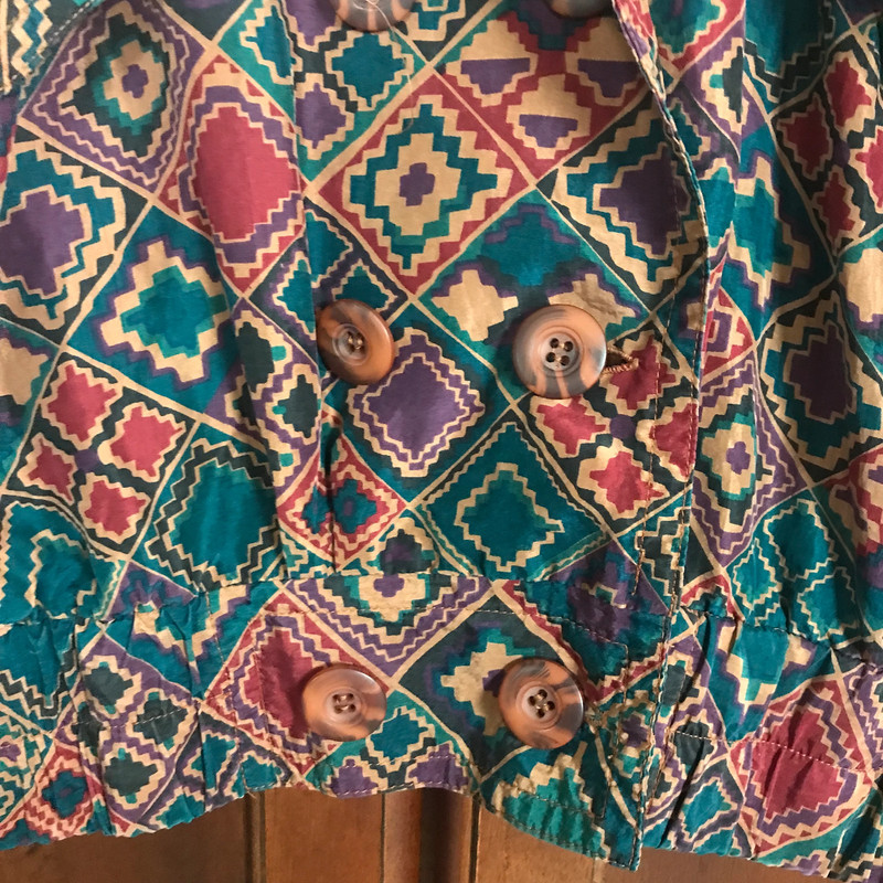 Vintage Schrader Separates Womens Size 16 Button Front Silk Jacket 3