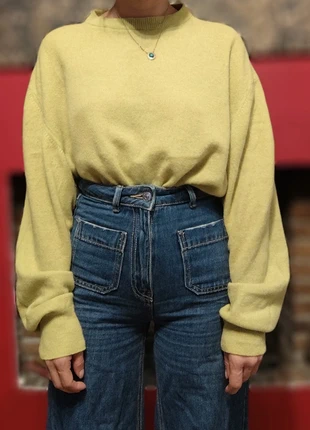 Pull vert/jaune en laine/angora vintage 80s taille S/M/L, brand: Vintage, condition: Very good, size: M / 38 / 10, €20.00, €21.70 includes Buyer Protection Pro