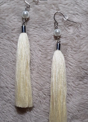 Boucles d’oreilles Pompon Pendante Crème , brand: Handmade, condition: New without tags, €6.00, €7.00 includes Buyer Protection