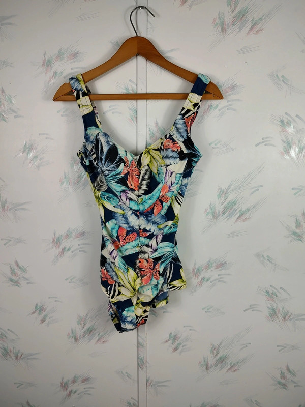 Maxine of Hollywood Black Floral Print One Piece Swimsuit 1