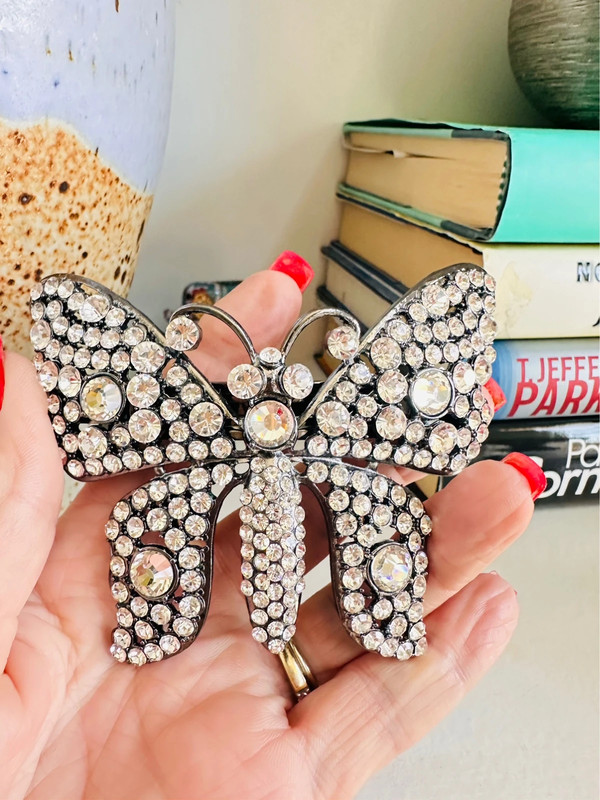 Large butterfly crystal barrette 2