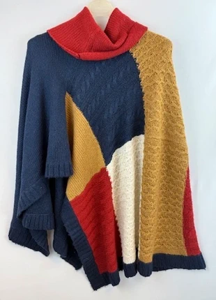 Vero Moda – Colorblock Poncho | One Size, merk: Vero Moda, staat: Heel goed, maat: Universele maat, € 17,50, € 19,08 inclusief Kopersbescherming