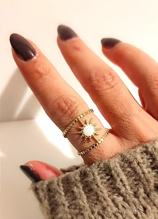 Bague bohème dorée et blanc nacré - Acier inoxydable - Ajustable, brand: sans marque, condition: Very good, size: Adjustable, €6.00, €7.00 includes Buyer Protection Pro