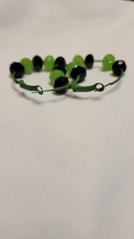 Green & Black Bead Loop Earrings 5