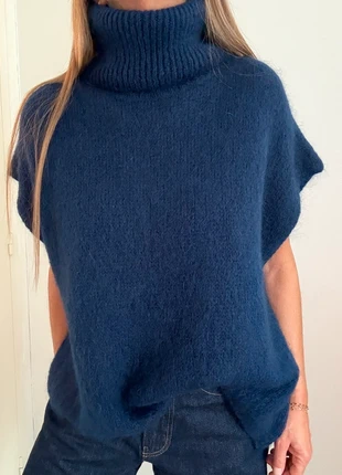 Pull oversize à col roulé marine 30% mohair TU, brand: Intuition, condition: Very good, size: One size, €45.00, €47.95 includes Buyer Protection