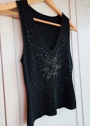 Joli haut noir Neuf, perles et sequins, fêtes, marque: Boutique privée, état: Neuf sans étiquette, taille: M / 38 / 10, 25,50 €, 27,48 € Protection acheteurs incluse