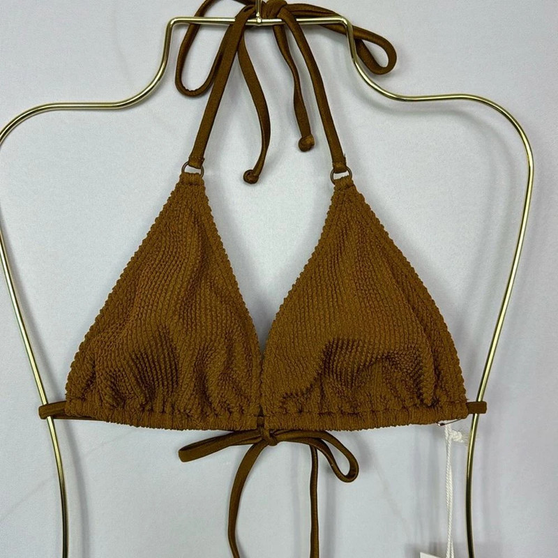 Good American Always Fits Tiny Ties Bikini Top Bronze Brown Size M 1