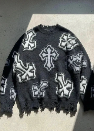 Pull Oversize Noir à Croix – Grunge / Streetwear / Vintage Y2K / Dark Aesthetic, zustand: Sehr gut, größe: M, 52,90 €, 56,25 € inklusive Vinted-Käuferschutz