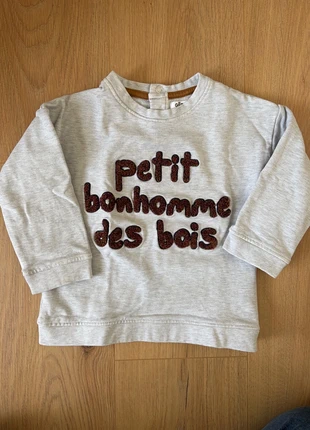 Gémo - Sweat relief Teddy - Gris chiné / Marron, marque: Gémo, état: Très bon état, taille: 18-24 mois / 86 cm, 2,00 €, 2,80 € Protection acheteurs incluse