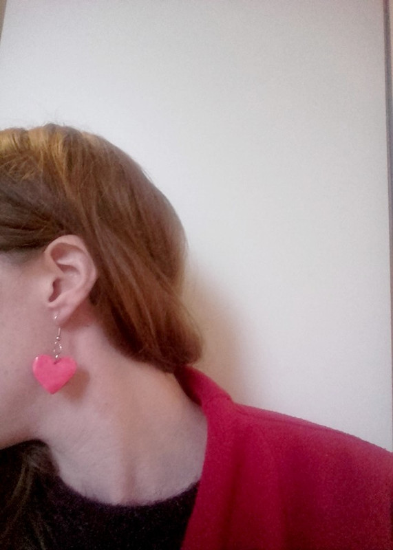 Parure collier et boucles d'oreilles cœur rouge neuf - photo numéro 5