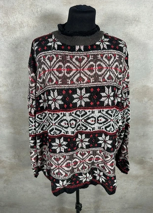 Pull Hiver Ethnic Vintage 80s 90s y2k Claudia D noir blanc rouge, motif taille XL, brand: Vintage Dressing, condition: Very good, size: XL / 42 / 14, €22.00, €23.80 includes Buyer Protection Pro