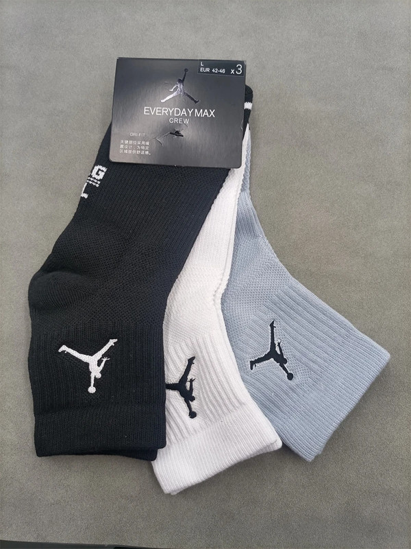 Nike Air Jordan 3 Pairs Black White Light blue Ankle Socks Men s Size L 8 12