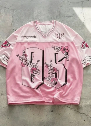 Maillot rose brodé, coupe oversize, style sportif floral, condizioni: Ottime, taglia: M / IT 42 / EU 38, €34.90, €37.35 include la Protezione acquisti