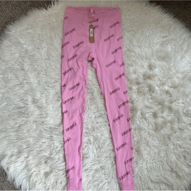 NWT Skims Pointelle Bubblegum Pink Rhinestone Leggings 3