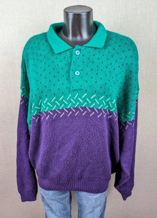 Pull moche de Noël Vintage 90's rétro Canada en laine verte et violet Homme XL |P011, marque: Vintage Dressing, état: Satisfaisant, taille: XL, 9,90 €, 11,10 € Protection acheteurs incluse