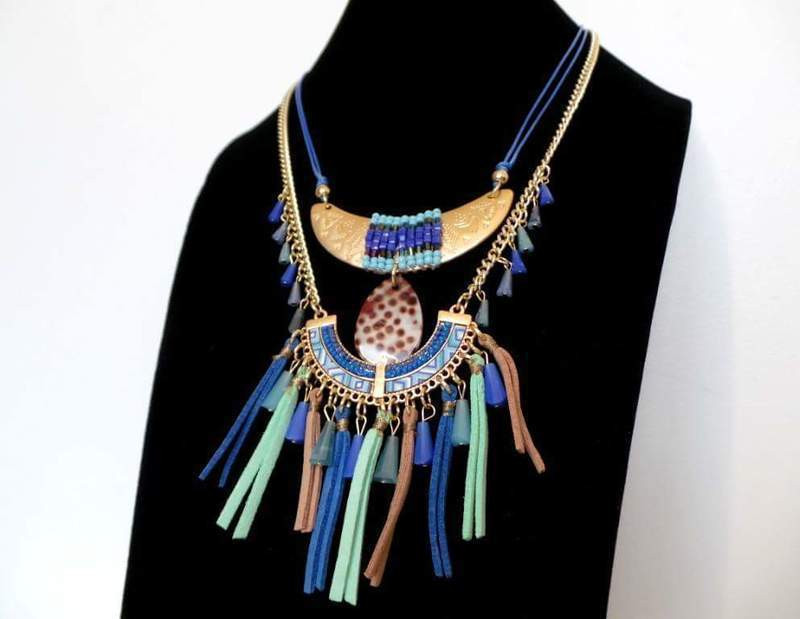 Collier turquoise et or