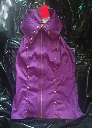 Purple Koucla Sexy Top skull studs Gold Zip & Lace Back Glamour Goth  Alternative Style, marke: Kouka, zustand: Neu, mit Etikett, größe: S / 36 / 8, 15,00 €, 16,45 € inklusive Vinted-Käuferschutz