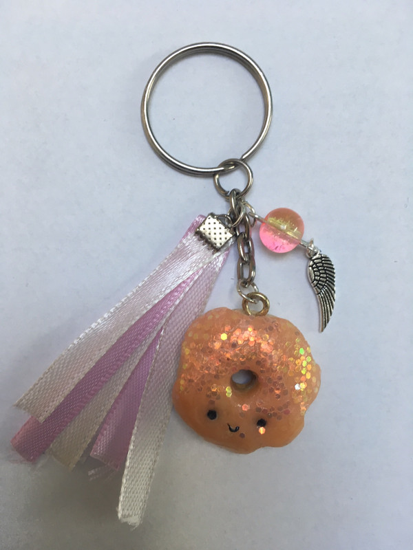 Porte-clefs  Donut rose