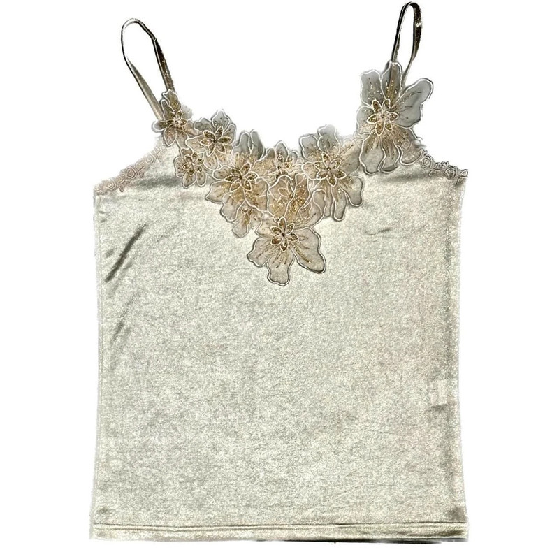 fairy grunge mesh floral hem sparkly metallic cami top. 1