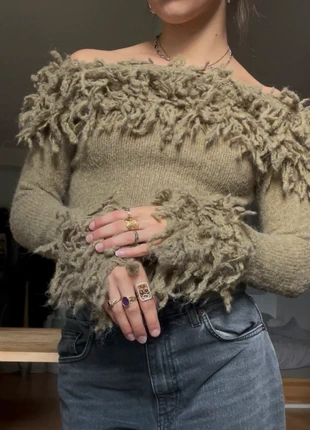 Bershka grinch y2k sweater off shoulder vintage blogger, merk: Bershka, staat: Nieuw zonder prijskaartje, maat: S / 36 / 8, € 19,00, € 20,65 inclusief Kopersbescherming