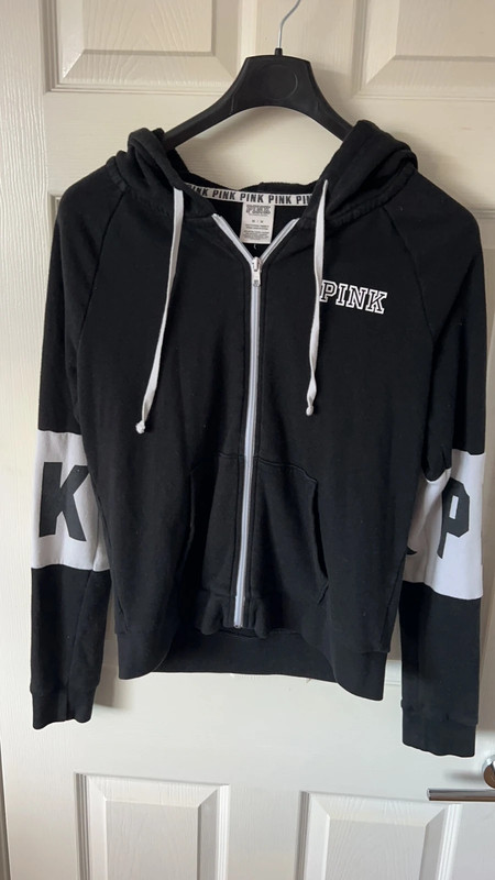 Pink zip up hoodie victoria secret cheap
