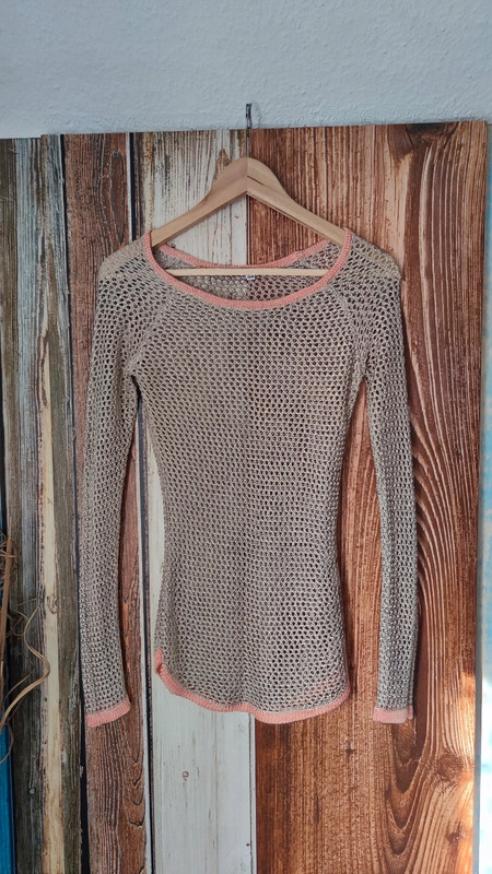 Netzoberteil Sweater Pullover Oberteil Cappuccino Gr. XS 32/34 1