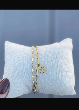 Bracelet double rangs acier inoxydable et pendentif étoile, marke: Tendance, zustand: Sehr gut, 8,50 €, 9,63 € beinhaltet Vinted-Käuferschutz Pro