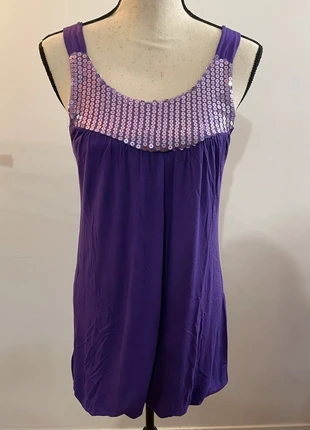 Débardeur violet à sequins – Taille M – Parfait pour soirées & fêtes, brand: Toumaï, condition: Very good, size: M / 38 / 10, €2.90, €3.75 includes Buyer Protection