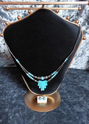 Turquoise Southwest Style Dangle Necklace & Never worn Stud Earrings Set, condition: Very good, €9.00, €10.15 includes Buyer Protection