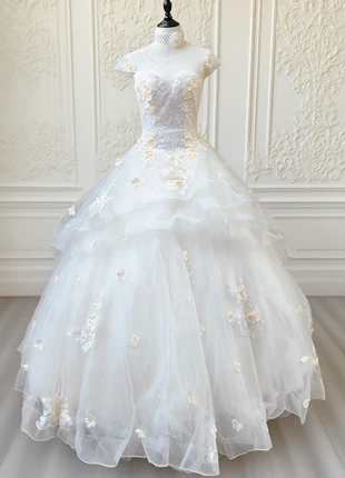 Sweet White Wedding Dress with Floral Lace, estado: Nuevo sin etiquetas, tamaño: Talla única, 69,90 €, 74,10 € Protección al comprador incluida