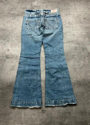 Vintage Y2K Flared Bootcut Jeans - Miss Me / True Religion / Rock Revival / Dolce & Gabbana Style, merk: True Religion, staat: Heel goed, maat: XS / 34 / 6, € 59,99, € 63,69 inclusief Kopersbescherming