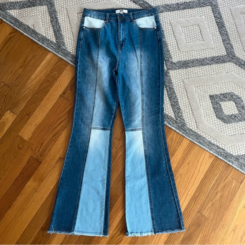 Madden NYC high rise patchwork flare jeans (size 9) 1