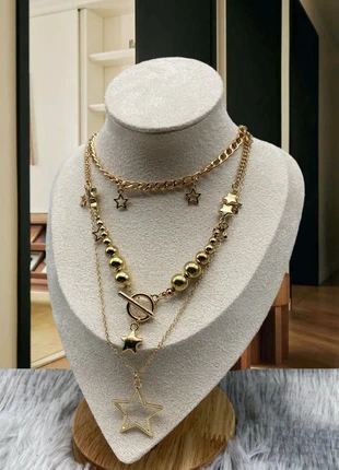 Ensemble de 3 colliers Gold Star, condition: New without tags, €3.33, €4.20 includes Buyer Protection