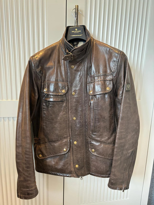 Belstaff Brown Leather Jacket Maple men s size Large