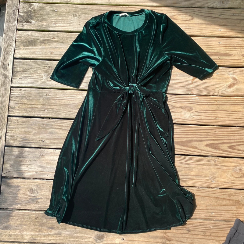 Long Green Velvet Dress 1