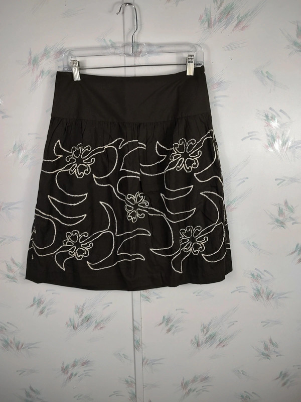 Ann Taylor Loft Brown Embroidered Skirt 1