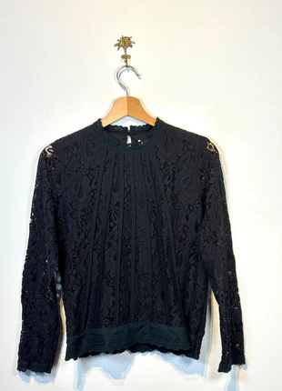 Blouse dentelle noire ajustée col montant vintage Taille 40 - L, brand: Vintage Dressing, condition: Very good, size: L / 40 / 12, €12.00, €13.30 includes Buyer Protection