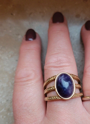 Bague Victoria acier doré lepidolite taille 62, marque: Victoria Bijoux, état: Très bon état, taille: 19,8 mm, 25,00 €, 26,95 € Protection acheteurs incluse