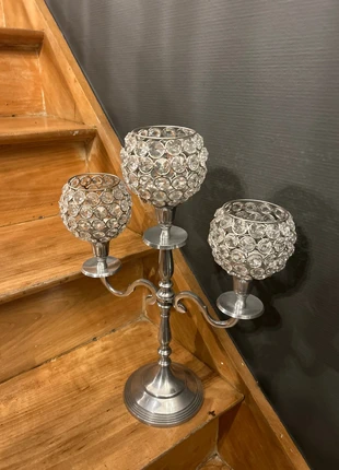 chandelier 3 branches argenté/ cristal, marque: sansnom., état: Neuf sans étiquette, 14,00 €, 15,40 € Protection acheteurs incluse