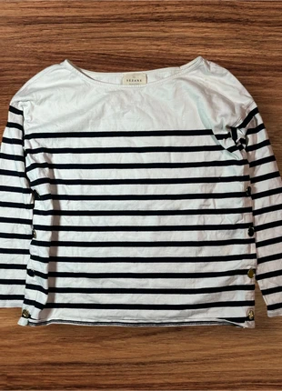 Sweat marinière femme sézane - col rond - boutons pour ouvrir sur les côtés - Taille XS, marca: Sézane, estado: Muy bueno, tamaño: XS / 34 / 6, 27,90 €, 30,00 € Protección al comprador incluida