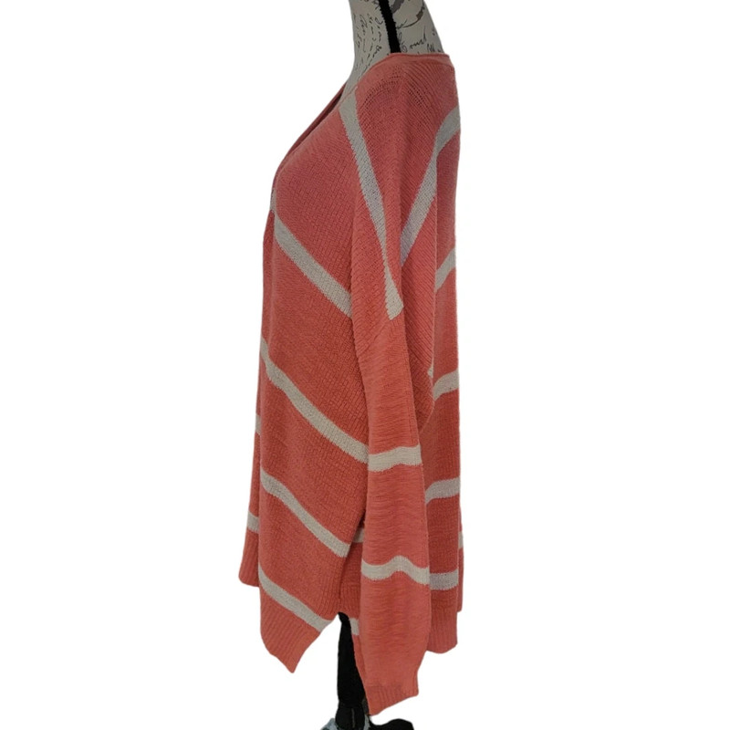 Terra & Sky 2x Orange and Gray Striped Long Knit Cardigan Sweater 3