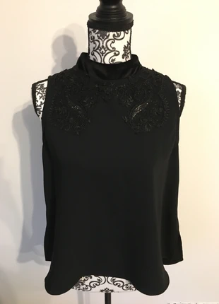 Débardeur/top noir col velours, estado: Muy bueno, tamaño: M / 38 / 10, 15,00 €, 16,45 € Protección al comprador incluida