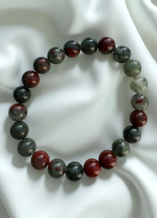 Bracelet en pierre naturelle – Jaspe Héliotrope 8 mm, brand: Pierre naturelle, condizioni: Ottime, €4.00, €4.90 include la Protezione acquisti