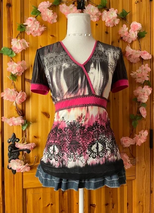 Marc Aurel Designer Top | Lace Print Detail | Mesh Contrast | Fitted Cut | 783., brand: Marc Aurel, condition: Very good, size: M / 38 / 10, €40.00, €42.70 includes Buyer Protection