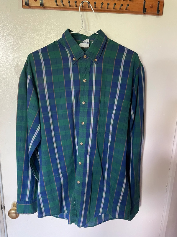 Casual and light button down, blue/green 1
