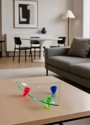 🔺 Plateau triangulaire en verre design Montana pieds colorés rouge, vert, bleu, marke: Montana, zustand: Sehr gut, 44,50 €, 47,43 € inklusive Vinted-Käuferschutz