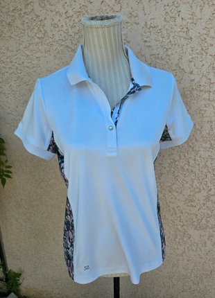 Polo Daily Sports taille M blanc et fleurs superbe, golf ou autre, brand: Daily Sports, condizioni: Ottime, taglia: M / IT 42 / EU 38, €6.00, €7.00 include la Protezione acquisti Pro